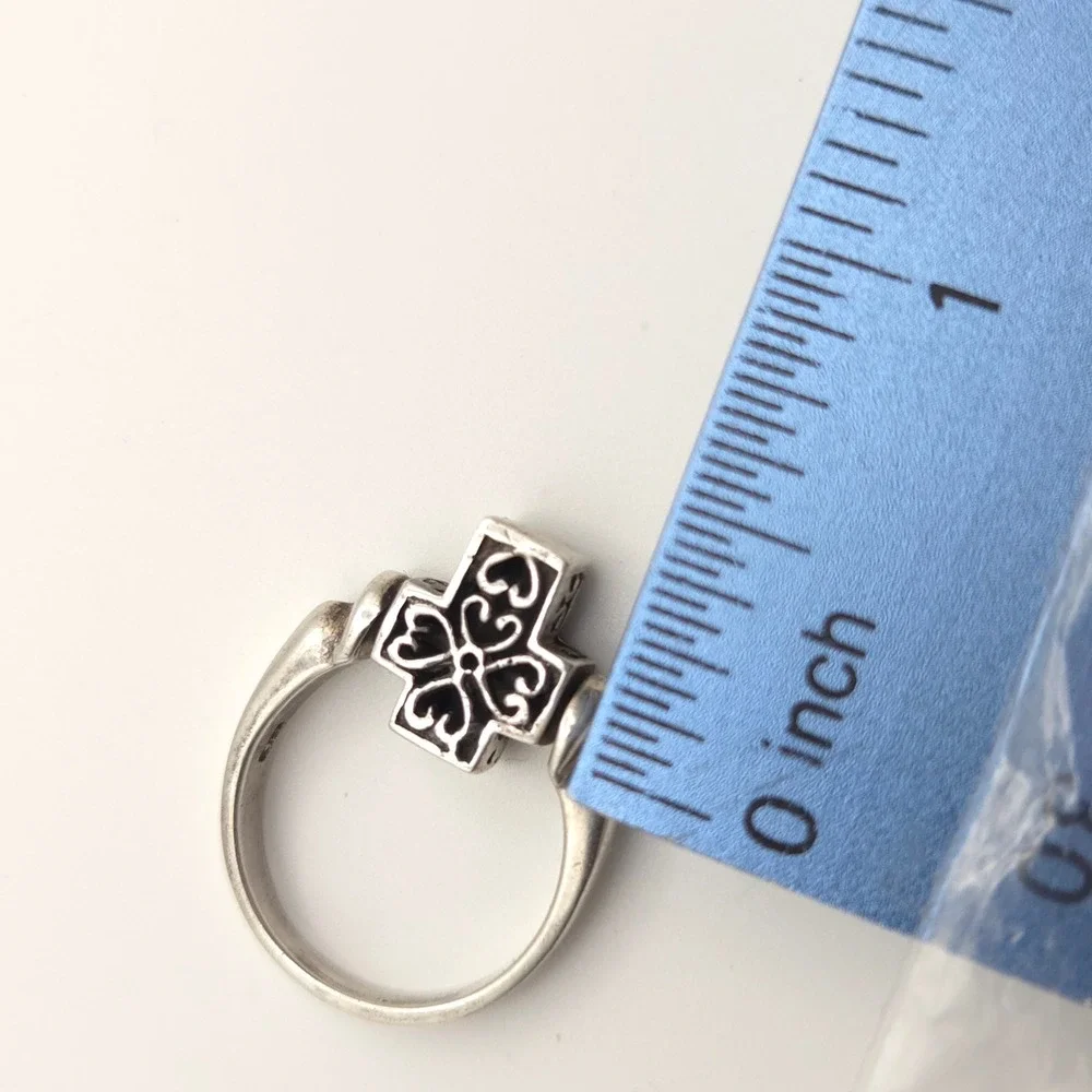 Sterling Silver 925 Reversible Spinning Cross Ring‎ Filigree Sz 5.75